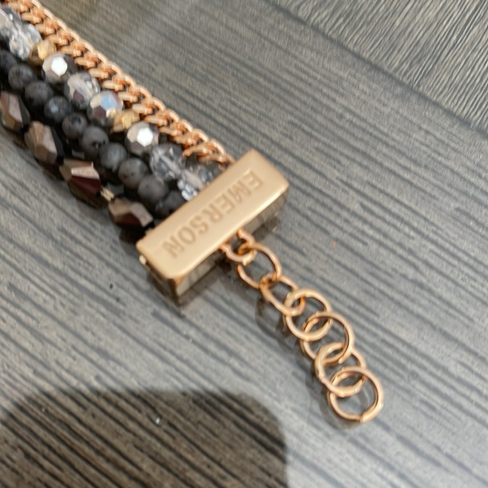 Victoria Emerson Stacked Bracelet with One Clasp Crystal, Stone & Chain - Picture 4 of 16
